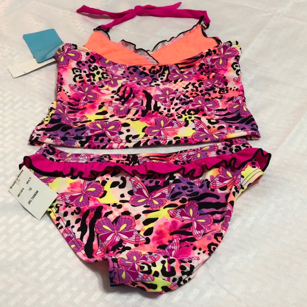 Breaking Waves Girls 2-Piece Butterfly Tankini - Picture 3 of 4